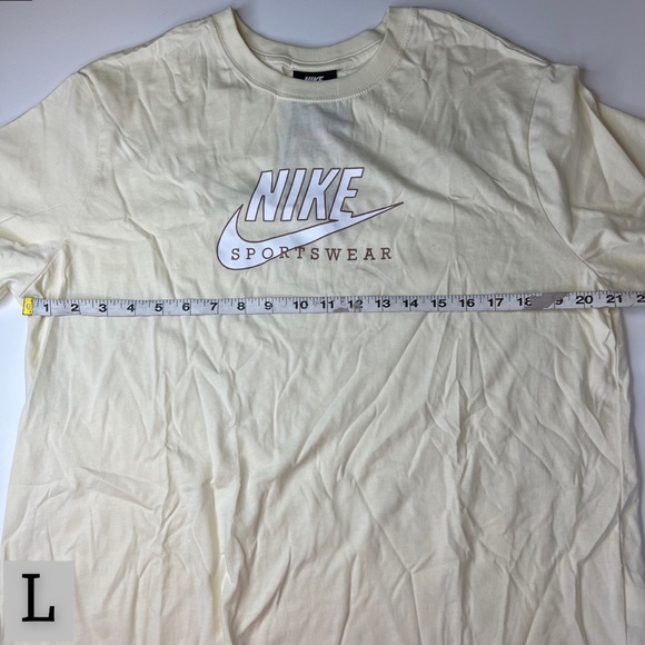 NIKE Pale Yellow Signature Tee Shirt, Short Sleeve, Chevron Stripe Back, NWT!! - Picture 12 of 13